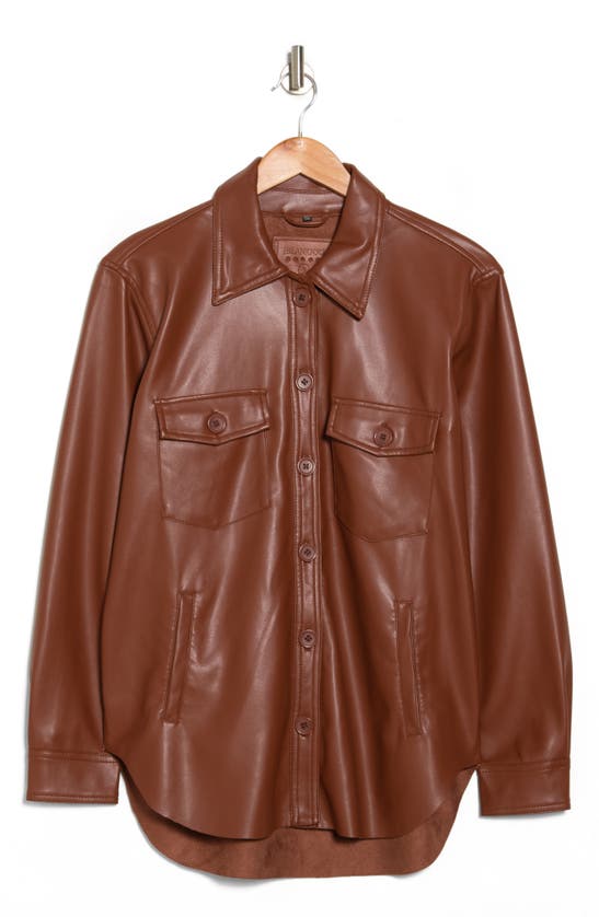 Blanknyc Faux Leather Shacket In Double Text
