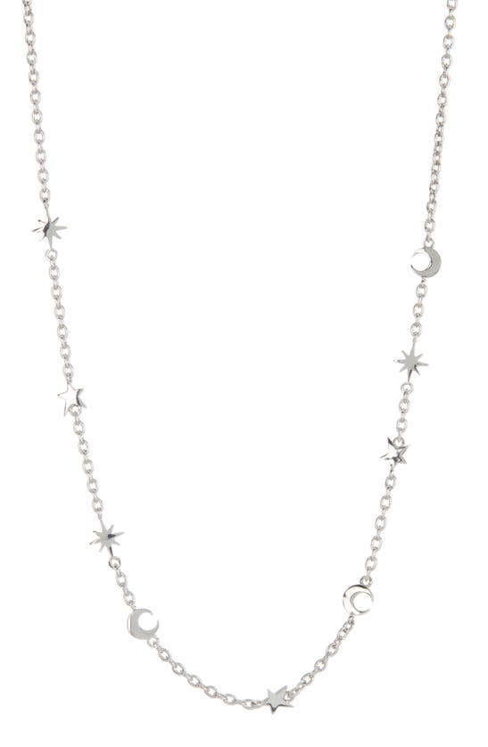 Allsaints Moon & Star Station Chain Necklace In Metallic