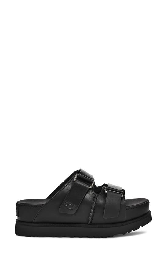 Shop Ugg Goldenstar Platform Slide Sandal In Black