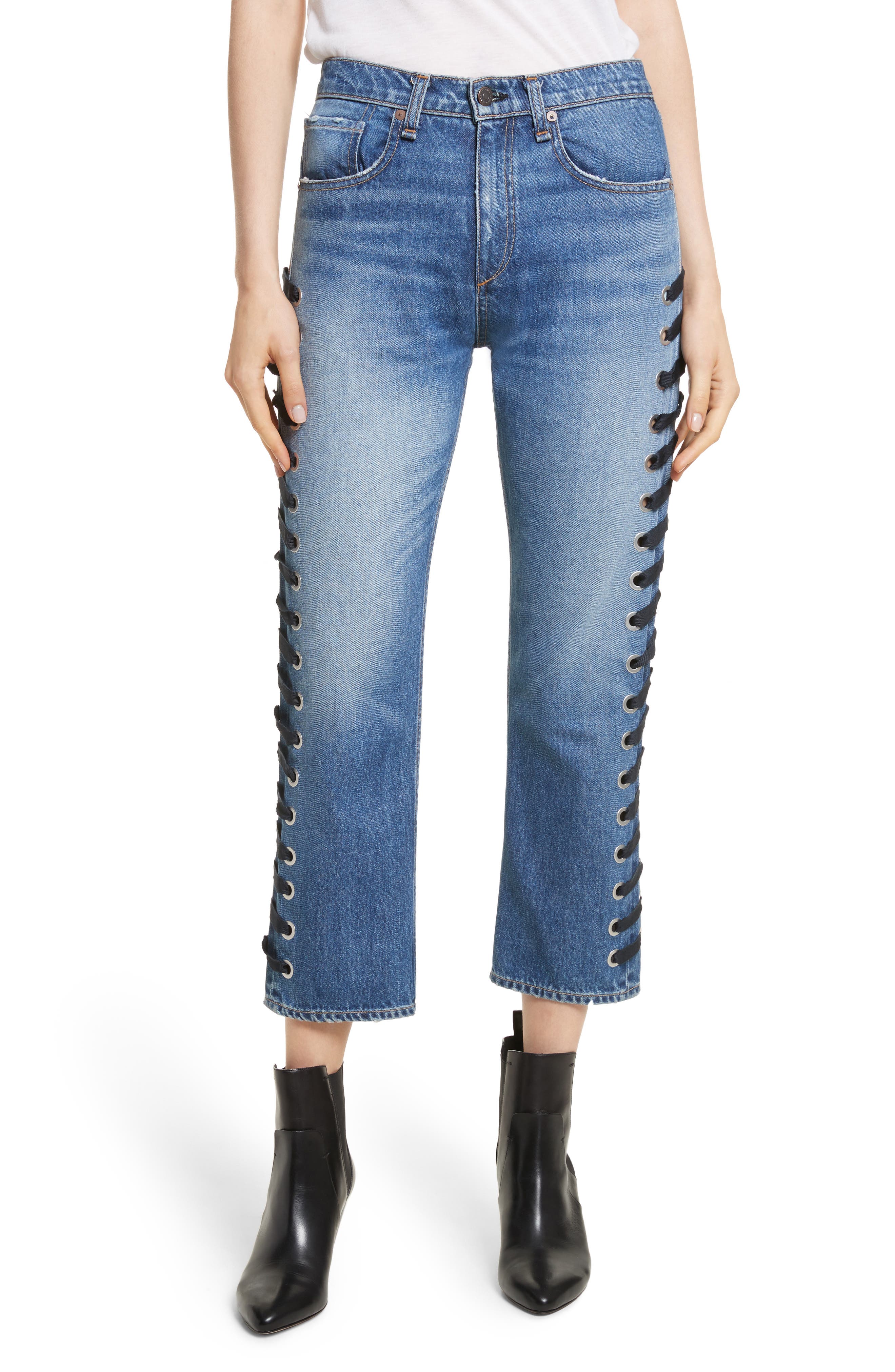 veronica beard lace up jeans