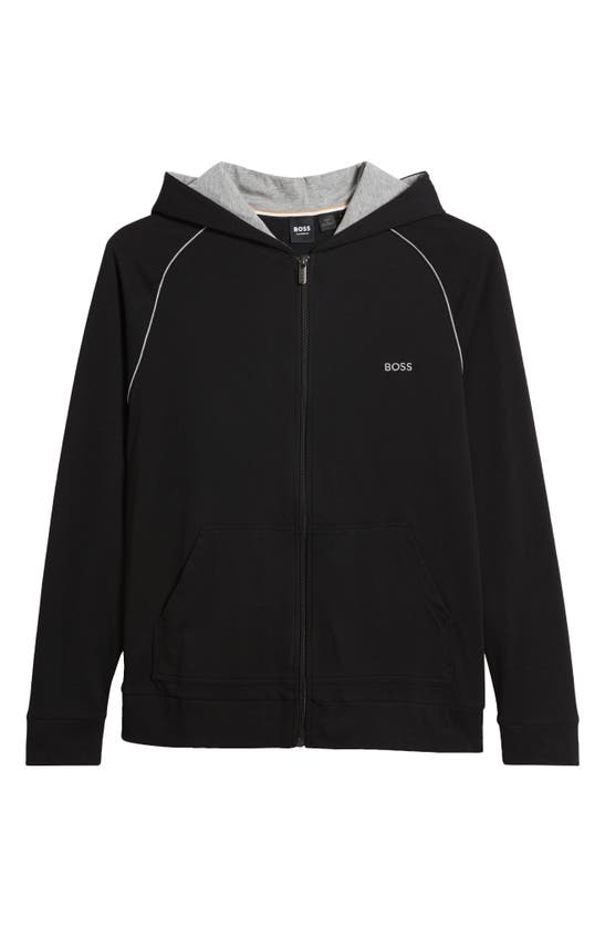 Shop Hugo Boss Boss Mix Match Zip Hoodie In Black