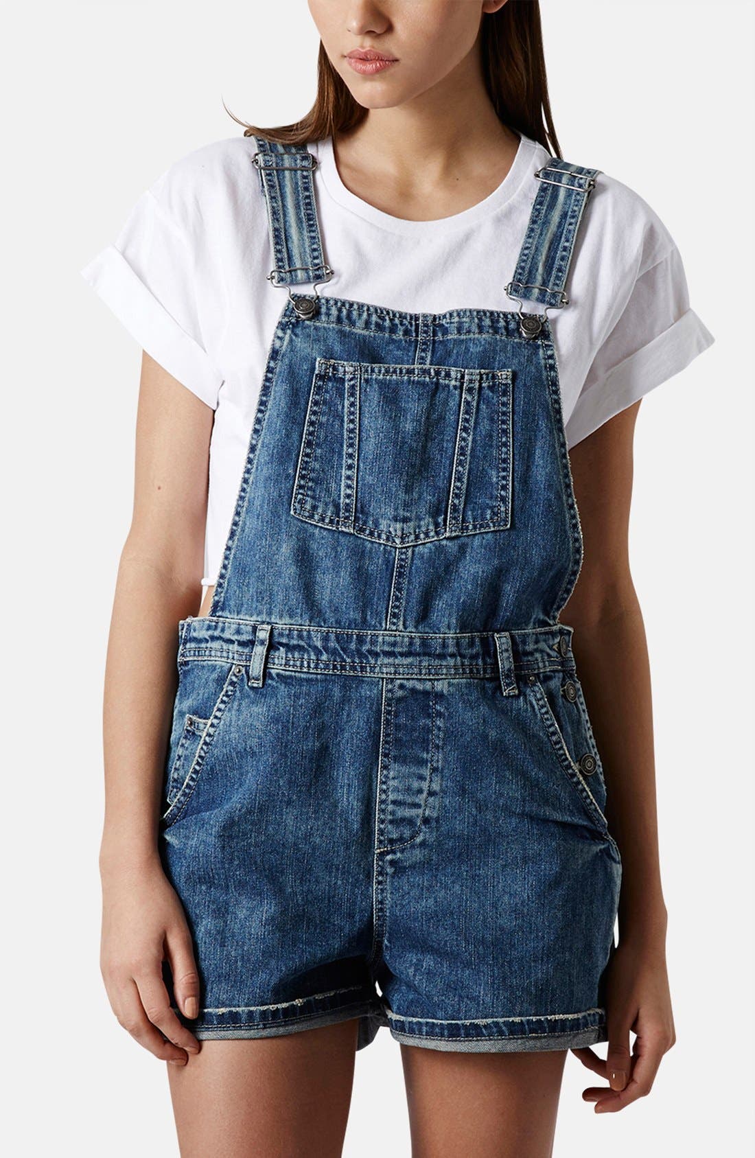 Moto Denim Overall Shorts Nordstrom