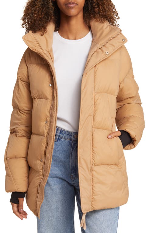 Tabei Recycled Nylon Puffer Parka with Removable Hood in Chai