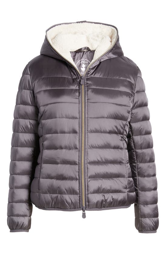 Save The Duck Elvira Water Resistant Hooded Puffer Jacket In Purple Smoke