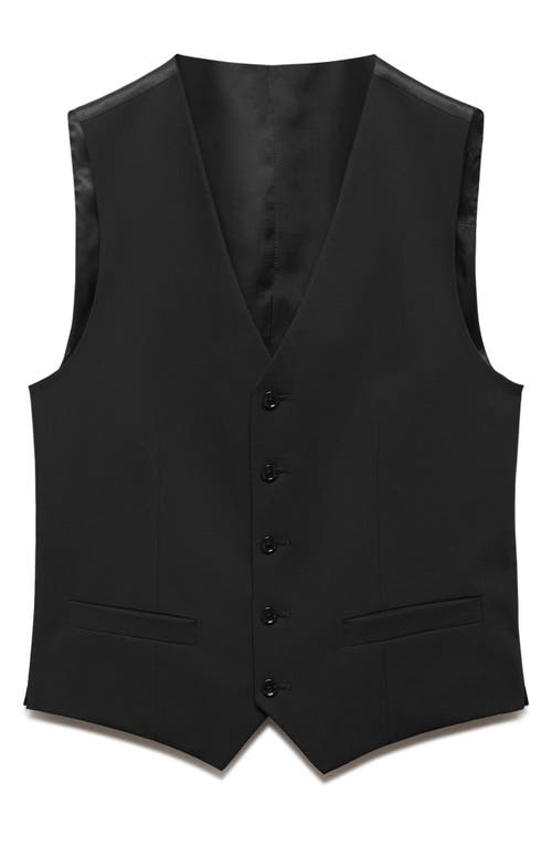 Mango Paris Superslim Fit Stretch Suit Vest In Black