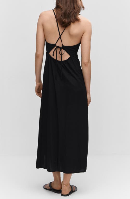 Mango Ruched Midi Dress Black In Black