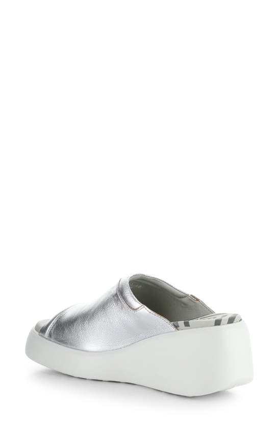 Shop Fly London Doli Platform Wedge Slide Sandal In Silver Idra