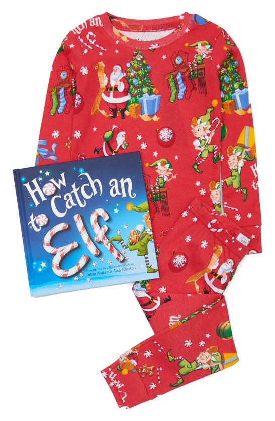 BOOKS TO BED 'HOW TO CATCH AN ELF' FITTED TWO-PIECE PAJAMAS & BOOK SET
