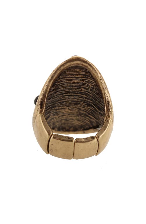 Shop Olivia Welles Circle Stone Statement Ring In Burnished Gold/black