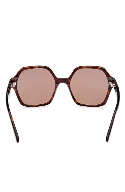 Shop Tom Ford Romy 56mm Polarized Geometric Sunglasses In Shiny Dark Havana/brown