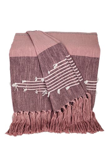 Parkland Collection Adonia Fringe Throw Blanket In Pink