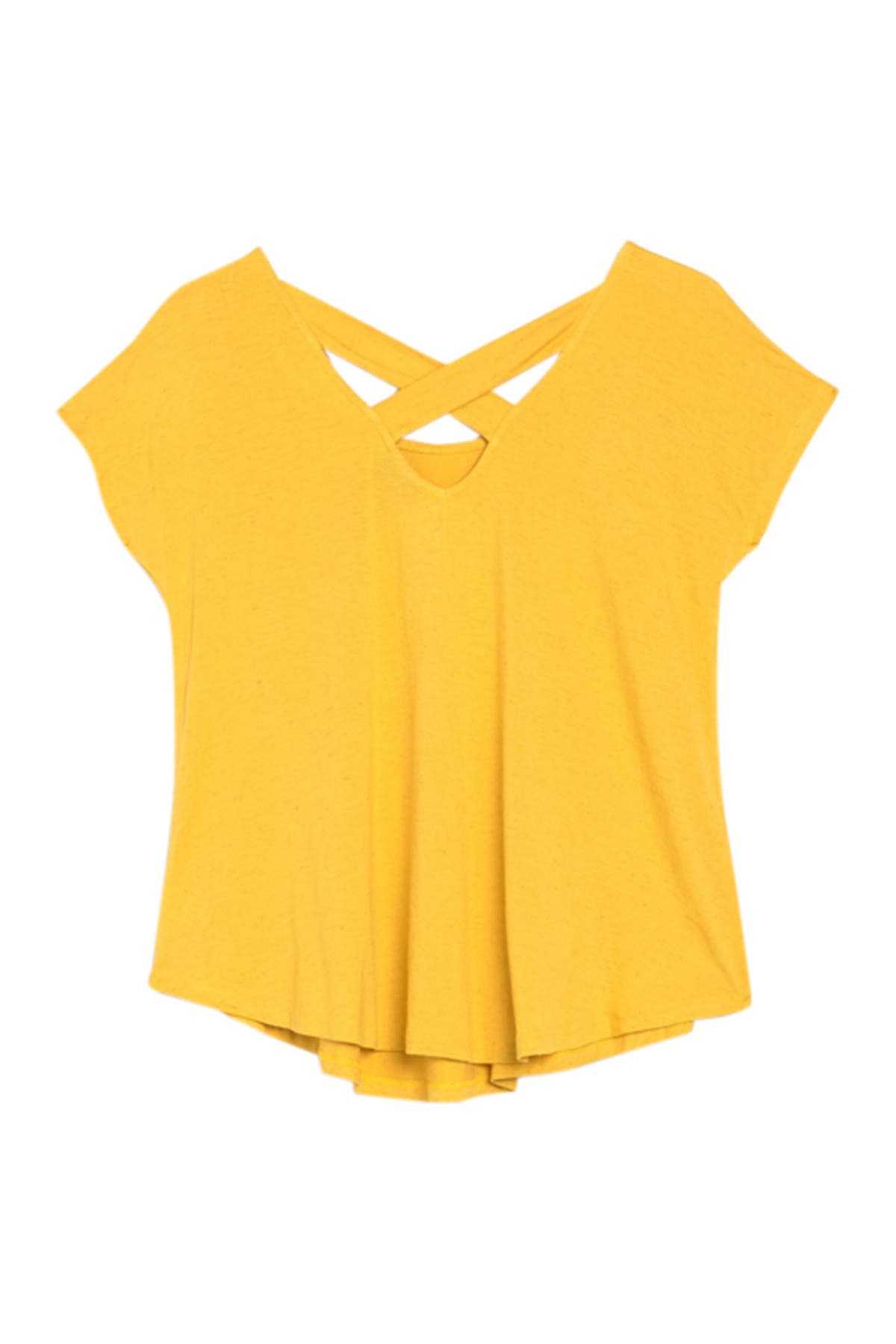Bobeau Crisscross Back T-shirt In Open Yellow