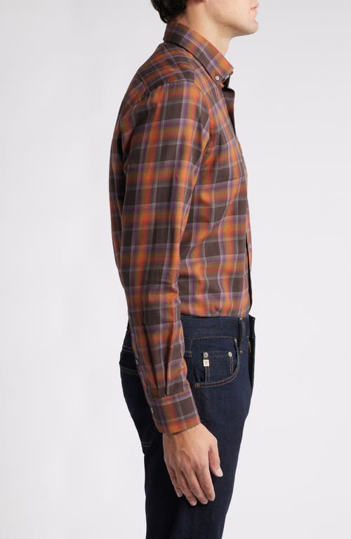 Shop Scott Barber Lightweight Plaid Flannel Button-down Shirt In Carbon