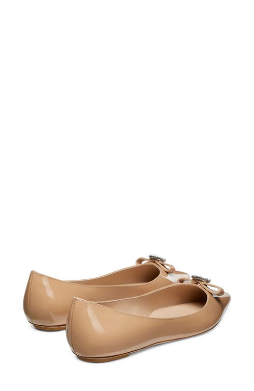 Shop Stuart Weitzman Diana Bow Pointed Toe Flat In Adobe