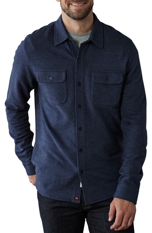 Shop The Normal Brand Textured Knit Long Sleeve Button-up Shirt In Midnight