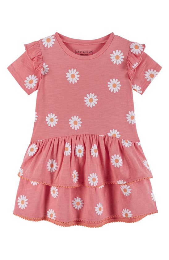 Andy & Evan Kids' Girl's Graphic Knit Tiered Dress In Pink