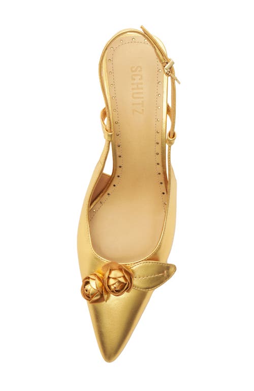 Shop Schutz Alma Pointed Toe Slingback Pump In Ouro