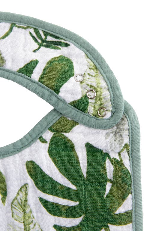 Little Unicorn 3-pack Classic Cotton Muslin Bibs In Tropical Leaf