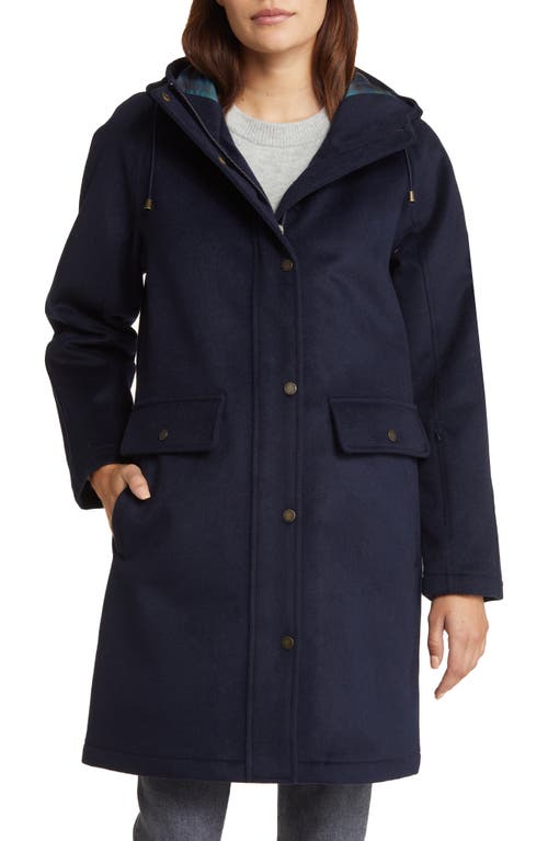 Pendleton Hayden Water Repellent Wool Blend Hooded Coat in Midnight