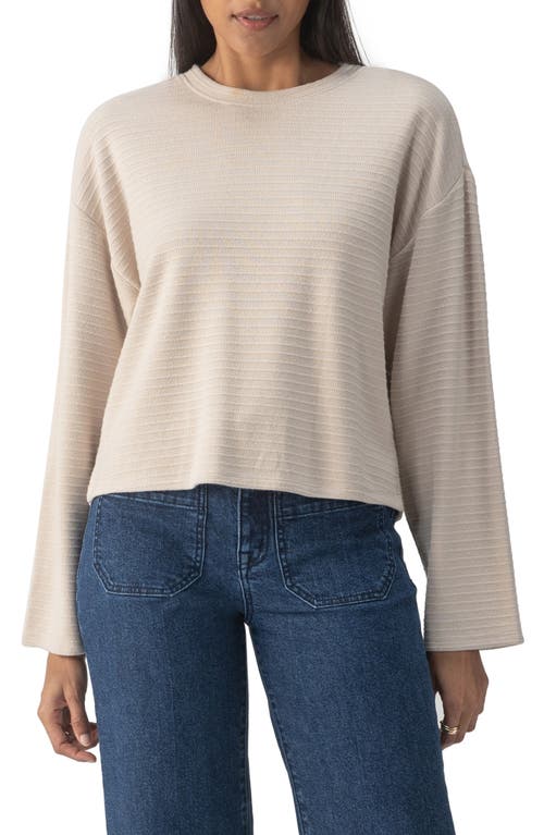 Shop Sanctuary Textured Ottmana Stripe Crewneck Top In Frosted Almond