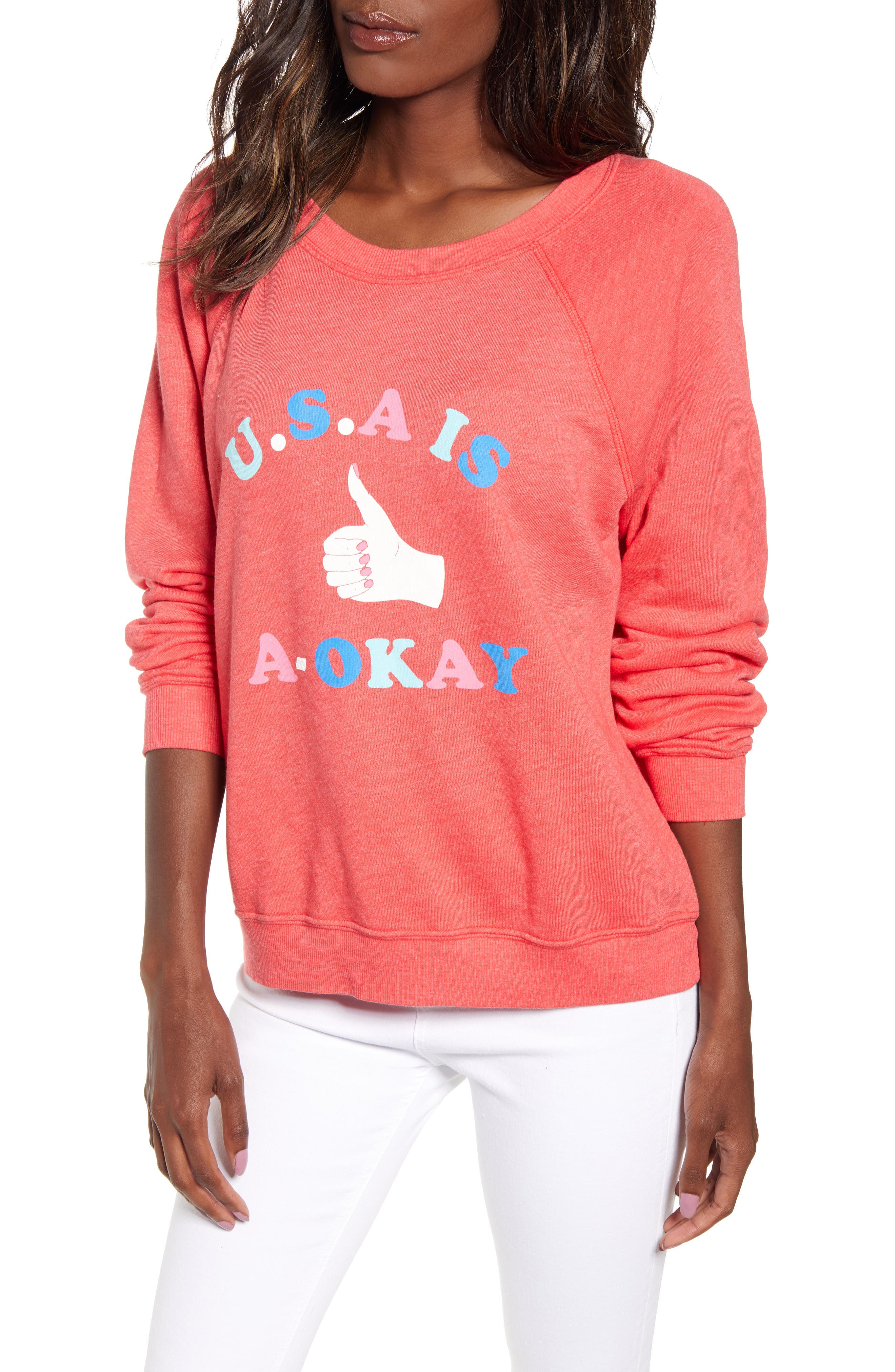 Wildfox Usa Is A-Okay Sommers Sweatshirt, Red