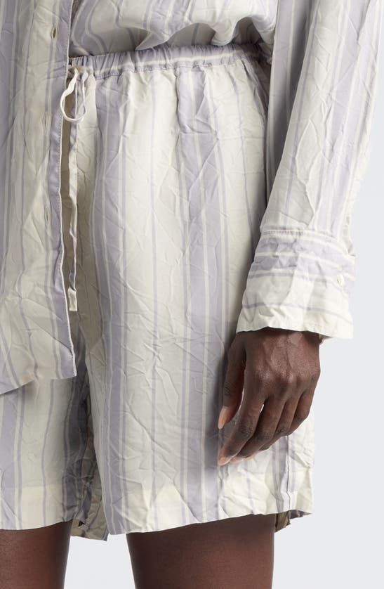 Bite Studios Portico Stripe Rumpled Satin Drawstring Shorts In Glicine