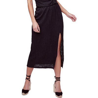 Astr The Label Plisse Midi Skirt, Black