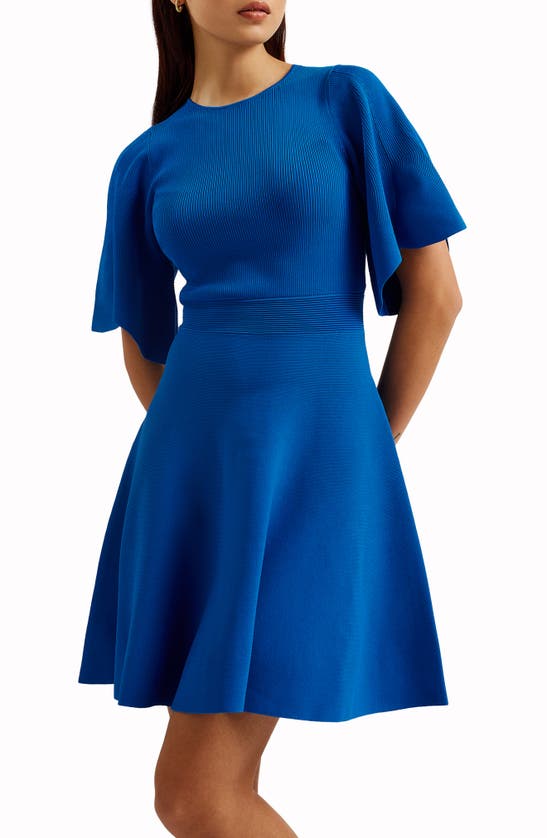 Shop Ted Baker Olivia Rib Fit & Flare Dress In Mid Blue