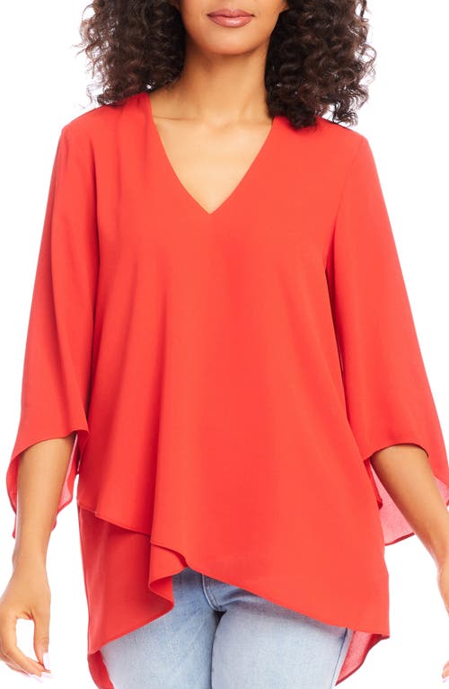 Shop Karen Kane Asymmetrical Crepe Top In Saffron