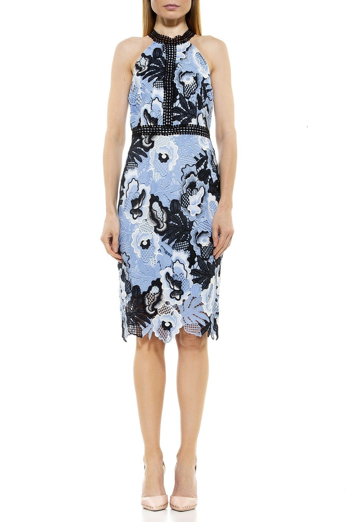 alexia admor floral lace midi dress