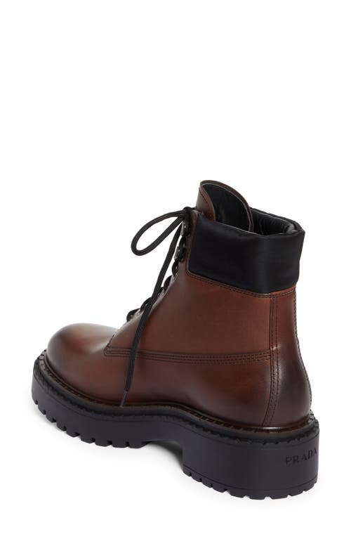 Shop Prada Combat Boot In Ebano