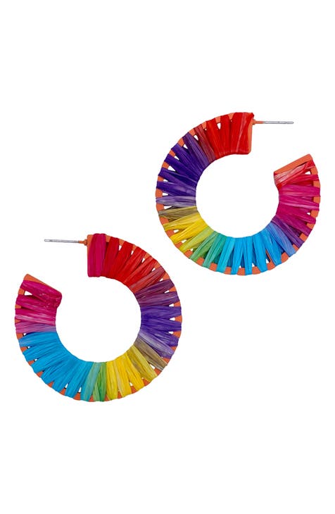 Colorful Thread Fiesta Hoop Earrings