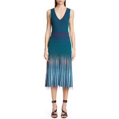 Altuzarra V-Neck Rib Sweater Dress, Green