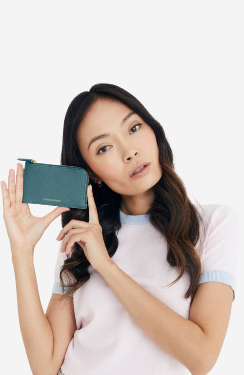 Maison De Sabre Pebbled Zip Card Holder In Brown