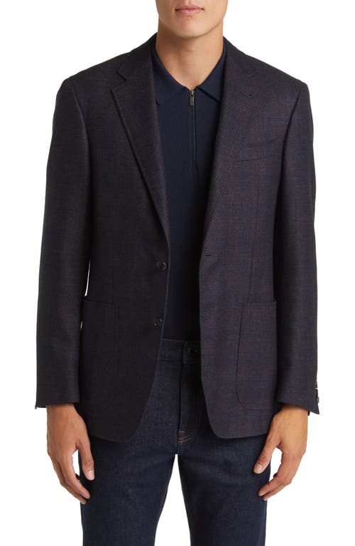 Canali Kei Trim Fit Mélange Wool Blend Sport Coat Dark Red at Nordstrom, Us