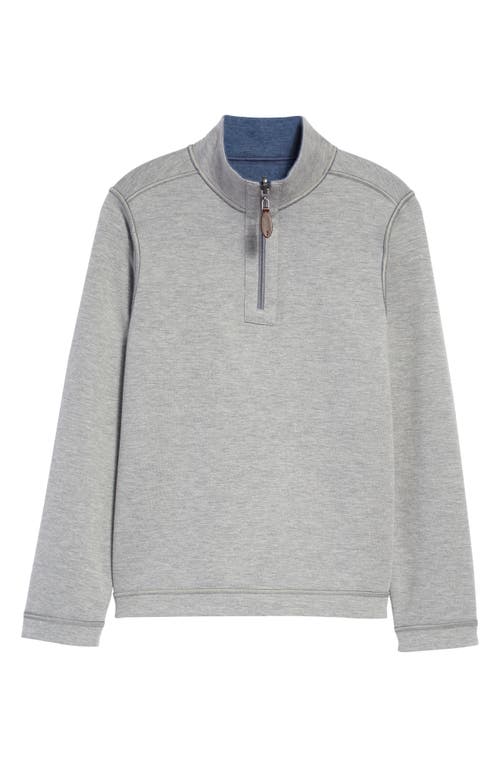 Johnston & Murphy Kids' Solid Quarter Zip Pullover In Blue/light Gray
