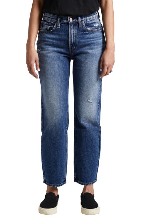 Frisco High Waist Straight Leg Jeans (Plus Size)