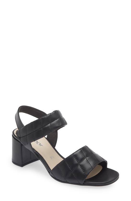 Gabor Quilted Block Heel Sandal In Black