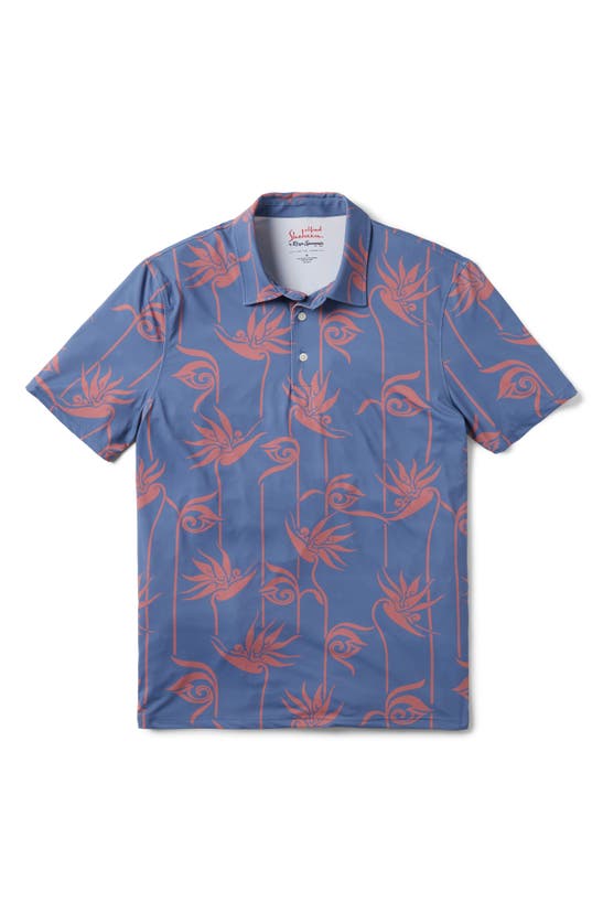 Shop Reyn Spooner X Alfred Shaheen Personal Paradise Floral Polo In Blue Horizon