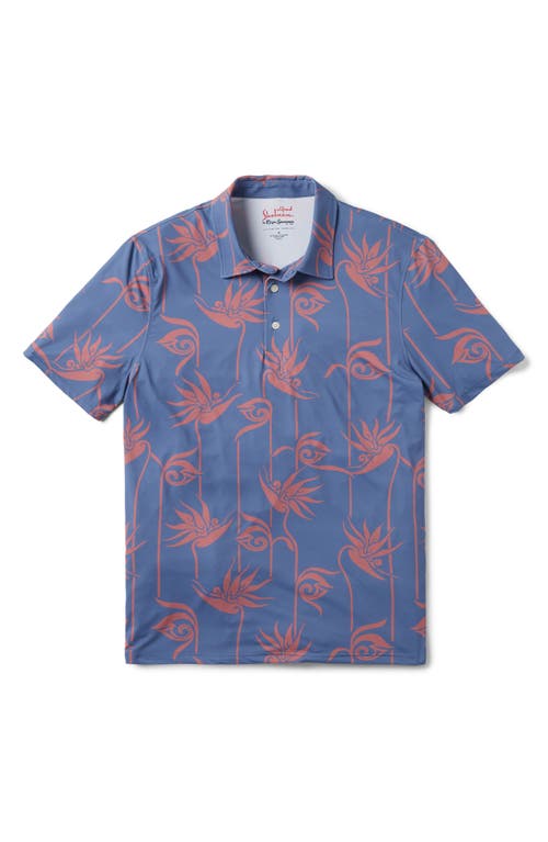 x Alfred Shaheen Personal Paradise Floral Polo in Blue Horizon