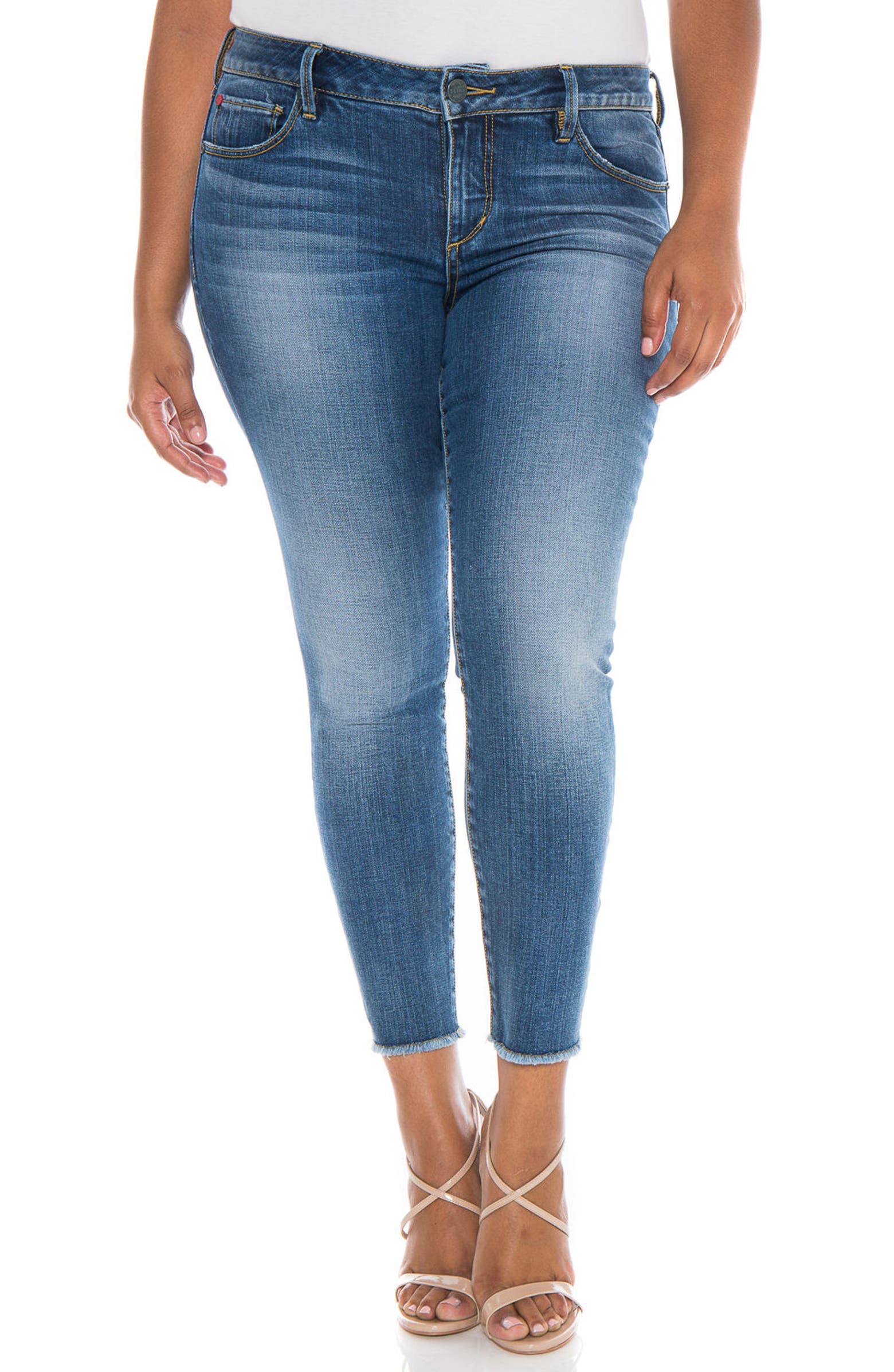 SLINK Jeans Frayed Hem Ankle Jeans (Veronica) (Plus Size) | Nordstrom