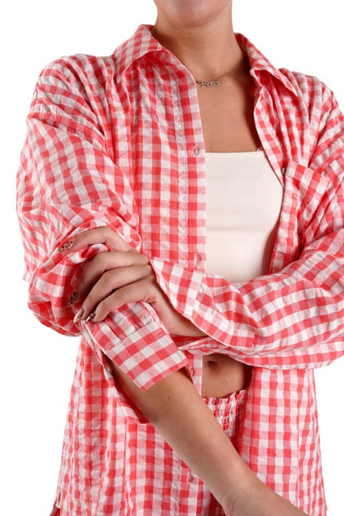 Shop Peachaus Yew Striped Ethical-cotton Pajama Shirt In Canyon Peach