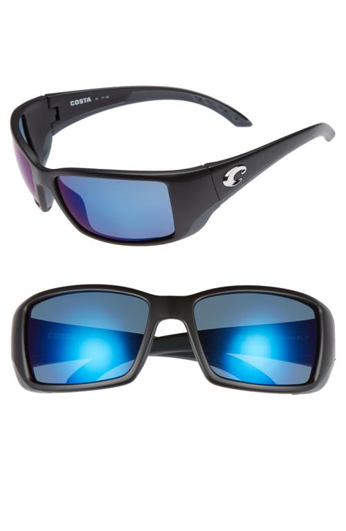 Costa Del Mar Blackfin 60mm Polarized Sunglasses in Matte Black/Blue Mirror at Nordstrom