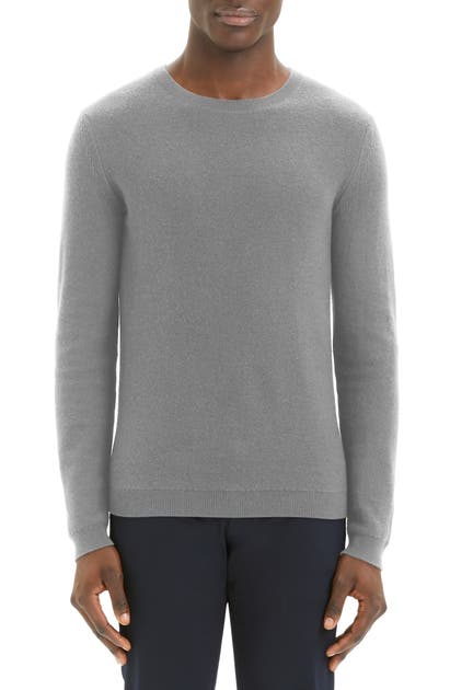 Theory Medin Crewneck Cashmere Sweater In Grey Mix