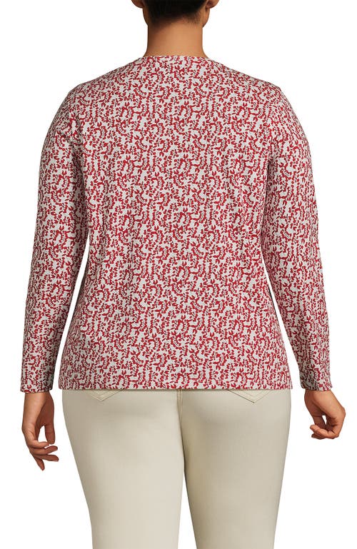 Shop Lands' End Plus Size Relaxed Supima Cotton Long Sleeve Crew Neck T-shirt In Dark Orange Floral Vines