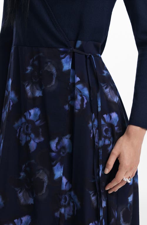 Desigual Combined Midi Dress In Blue