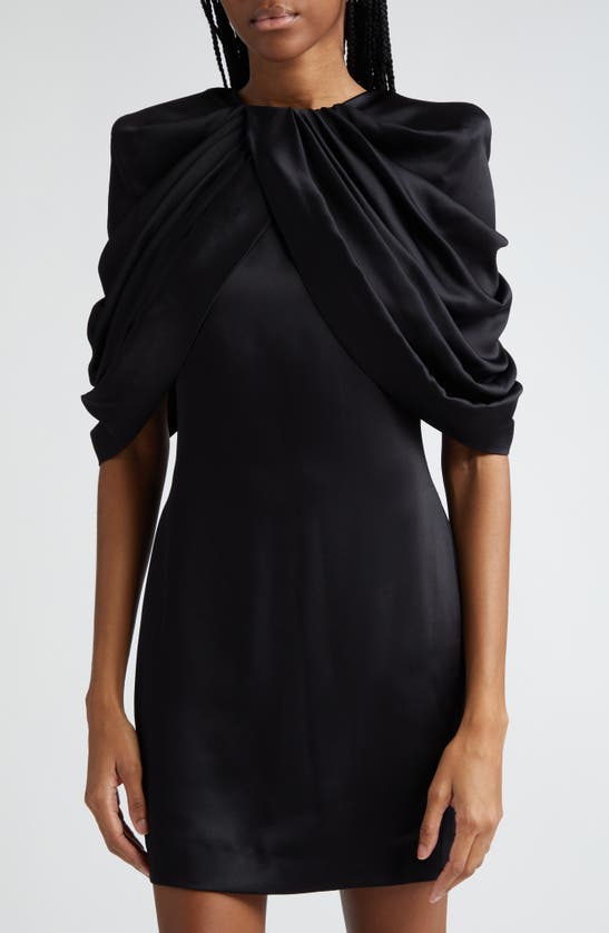 Shop Stella Mccartney Draped Satin Minidress In 1000 - Black