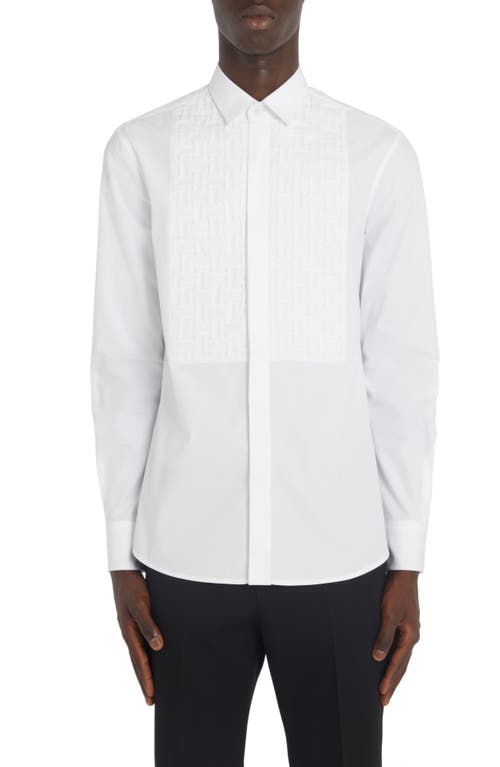 Valentino Woven Plastron Cotton Button-Up Shirt Bianco at Nordstrom, Eu