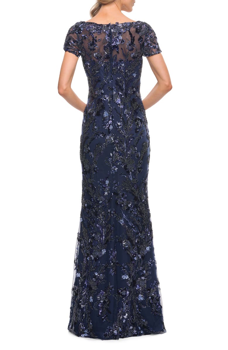 La Femme Beaded Column Gown | Nordstrom