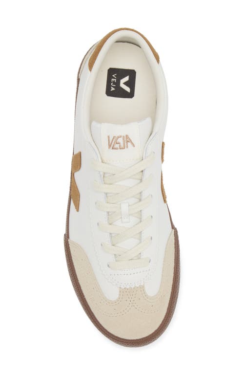 Veja Volley Suede-trimmed O.t. Leather Sneakers In White Tent Bark
